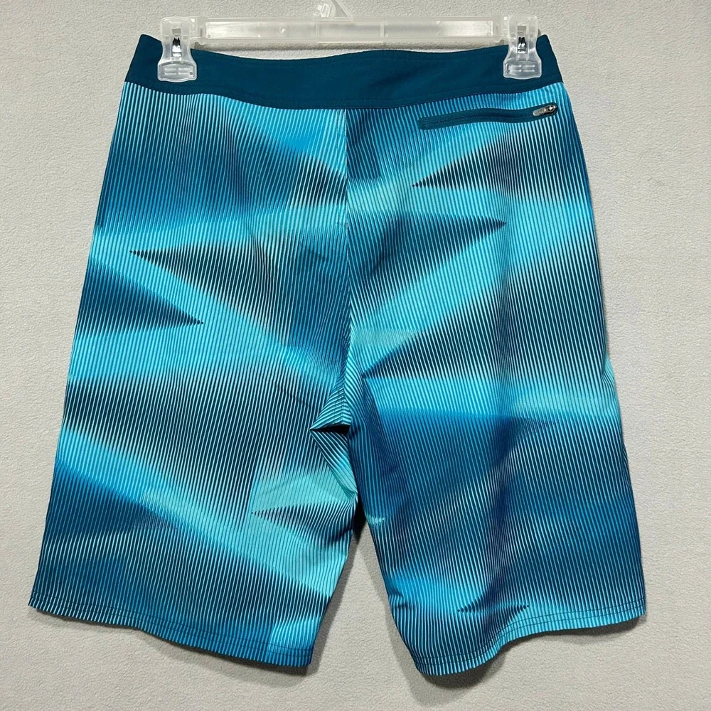Nike Mens Swim Trunks Board Shorts Blue Stripe Drawstring Size 30‎ Swoosh